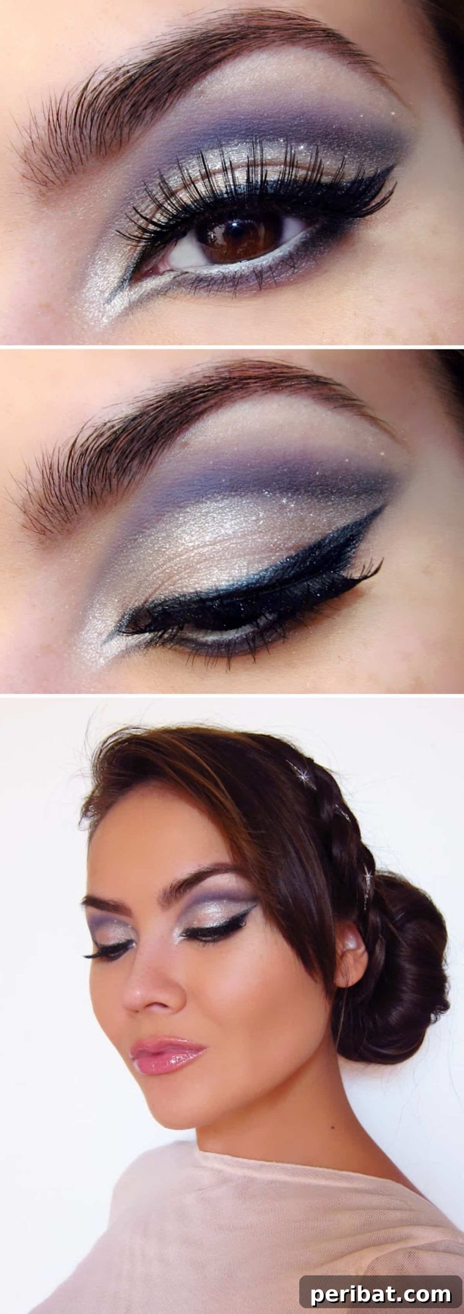 Glamorous Holiday Makeup Looks 3 Frosty Sparkle makeup look featuring icy glitter eyeshadow