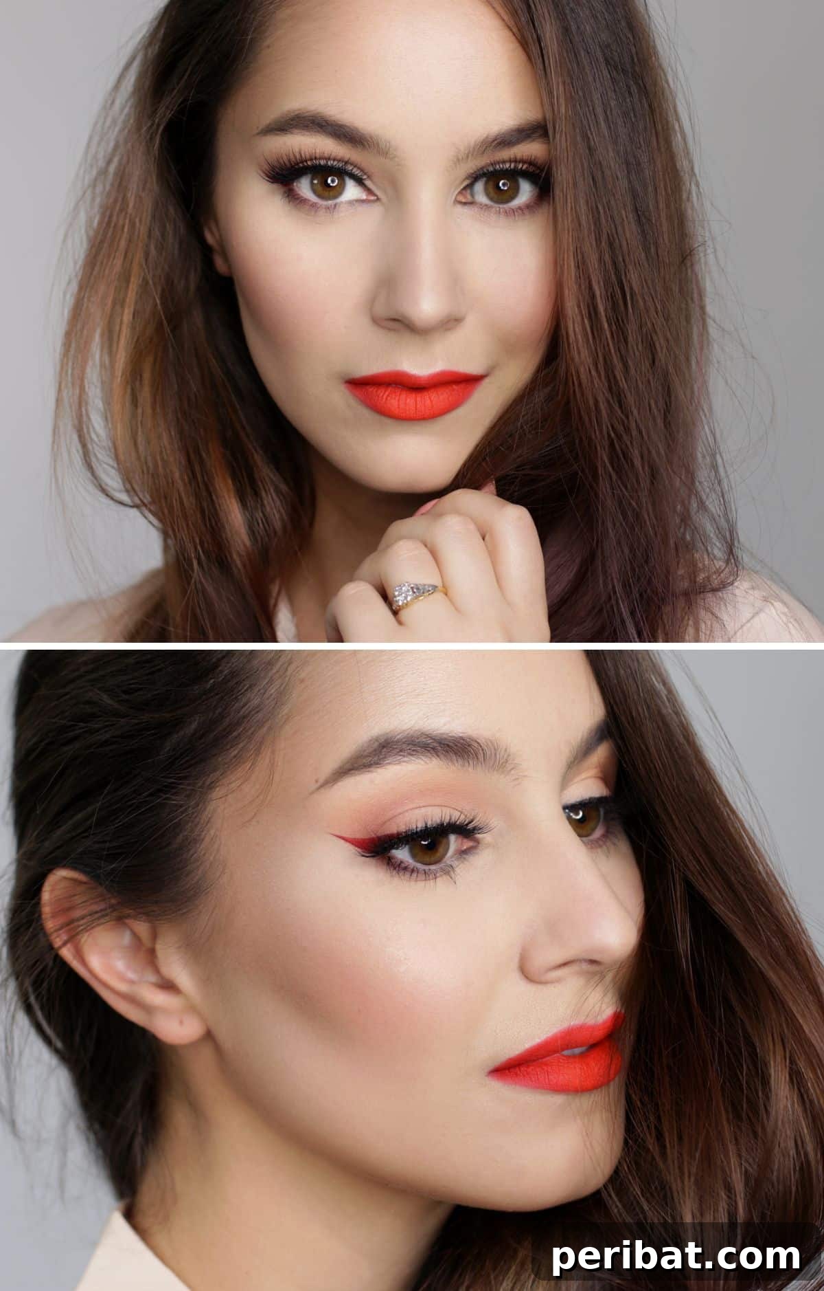 Glamorous Holiday Makeup Looks 5 Ombre Winged Liner and classic Red Lips Christmas makeup look
