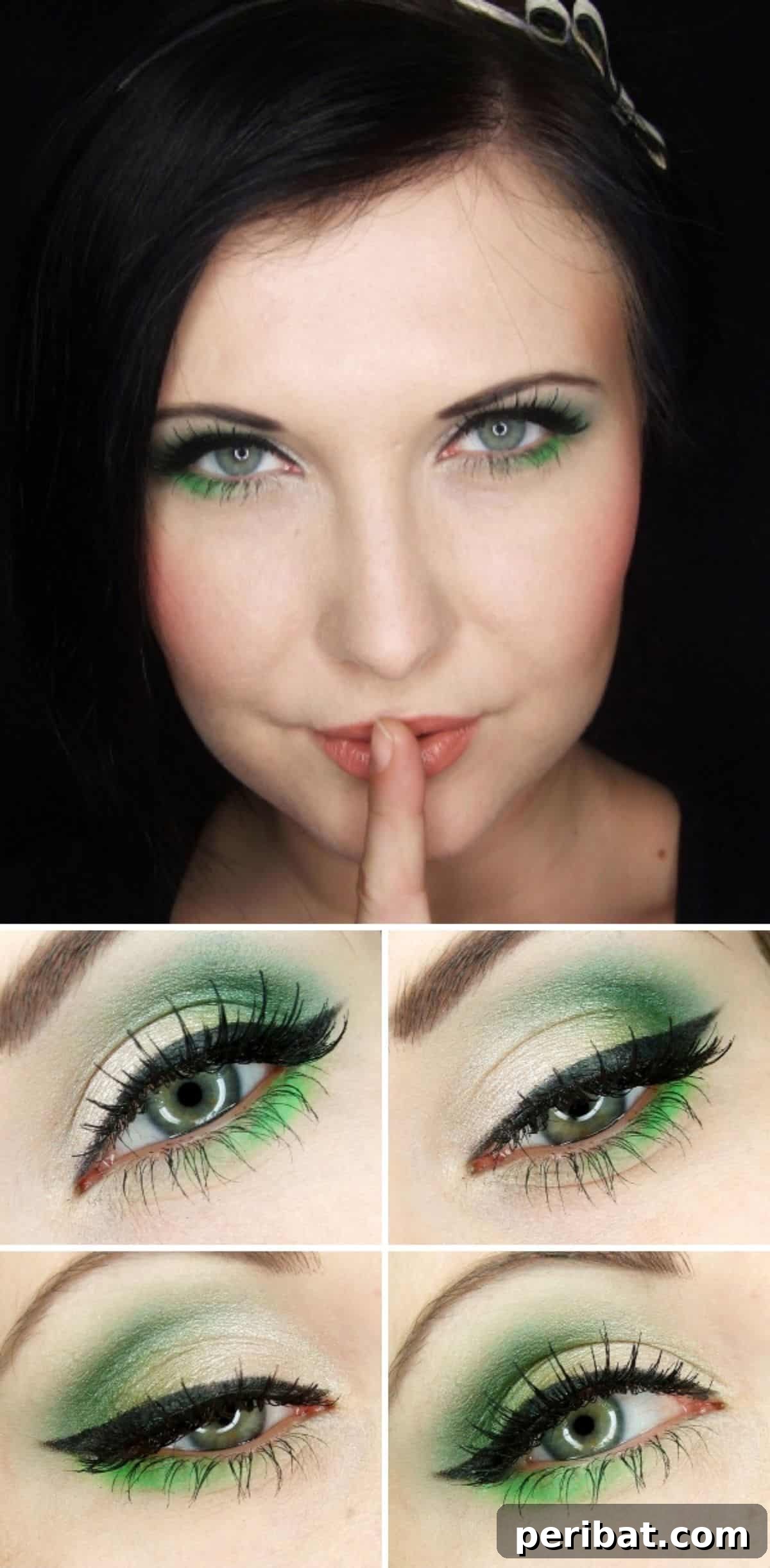 Glamorous Holiday Makeup Looks 7 Green Eyes makeup tutorial for a varied and deep green eyeshadow look