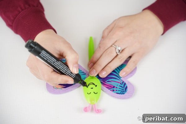 Drawing face onto butterfly