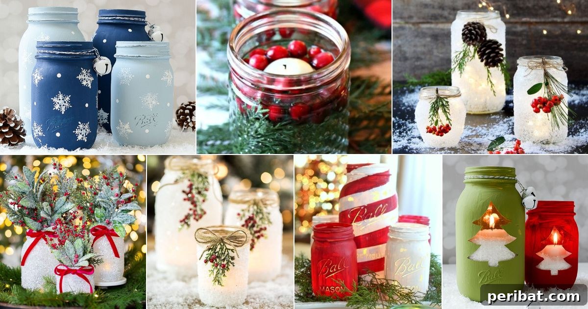 43 Festive DIY Mason Jar Christmas Decorations facebook image.
