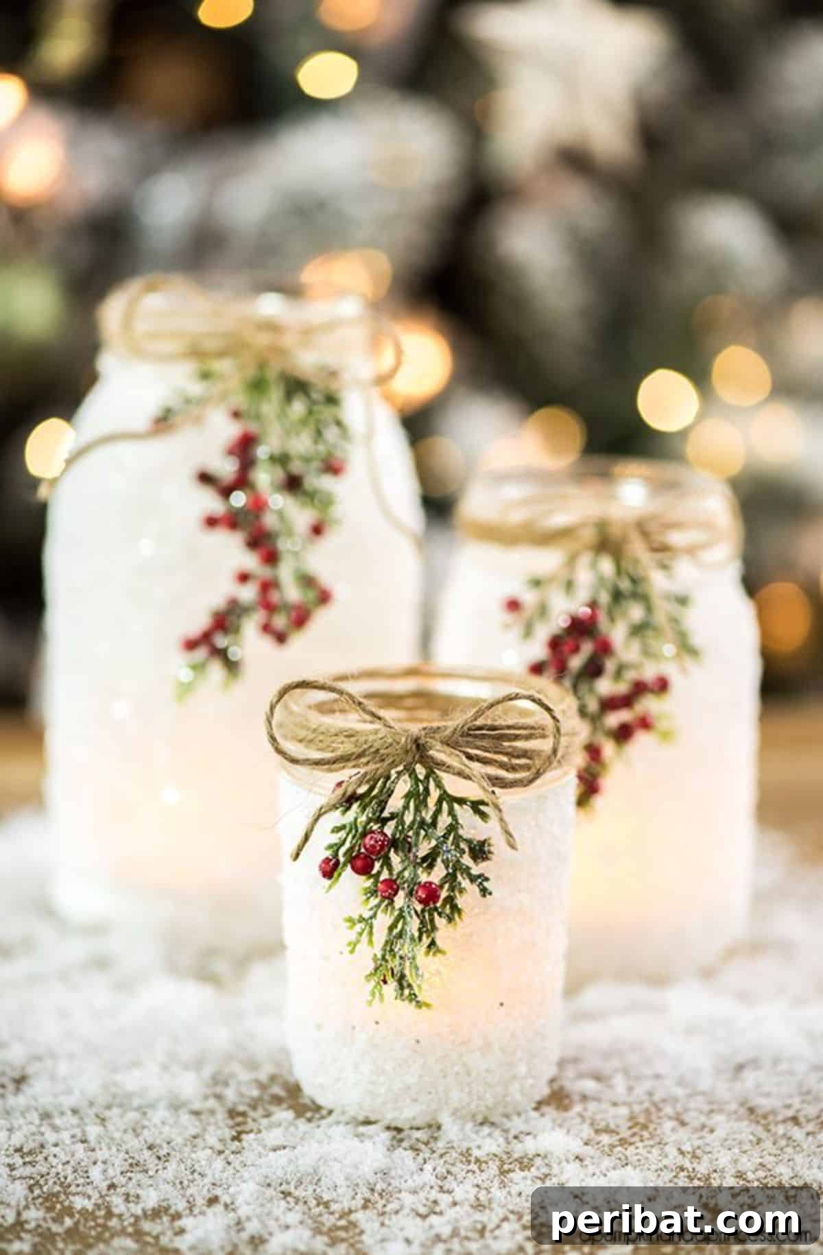 DIY Snowy Mason Jars