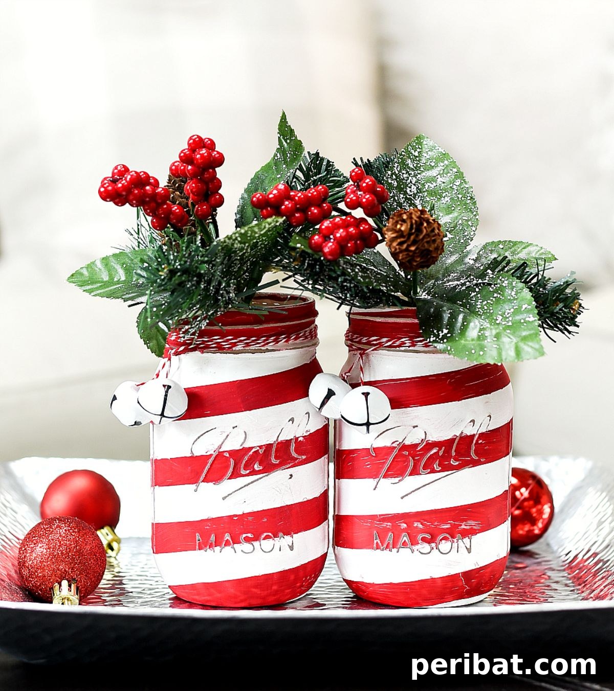 Candy Cane Mason Jars