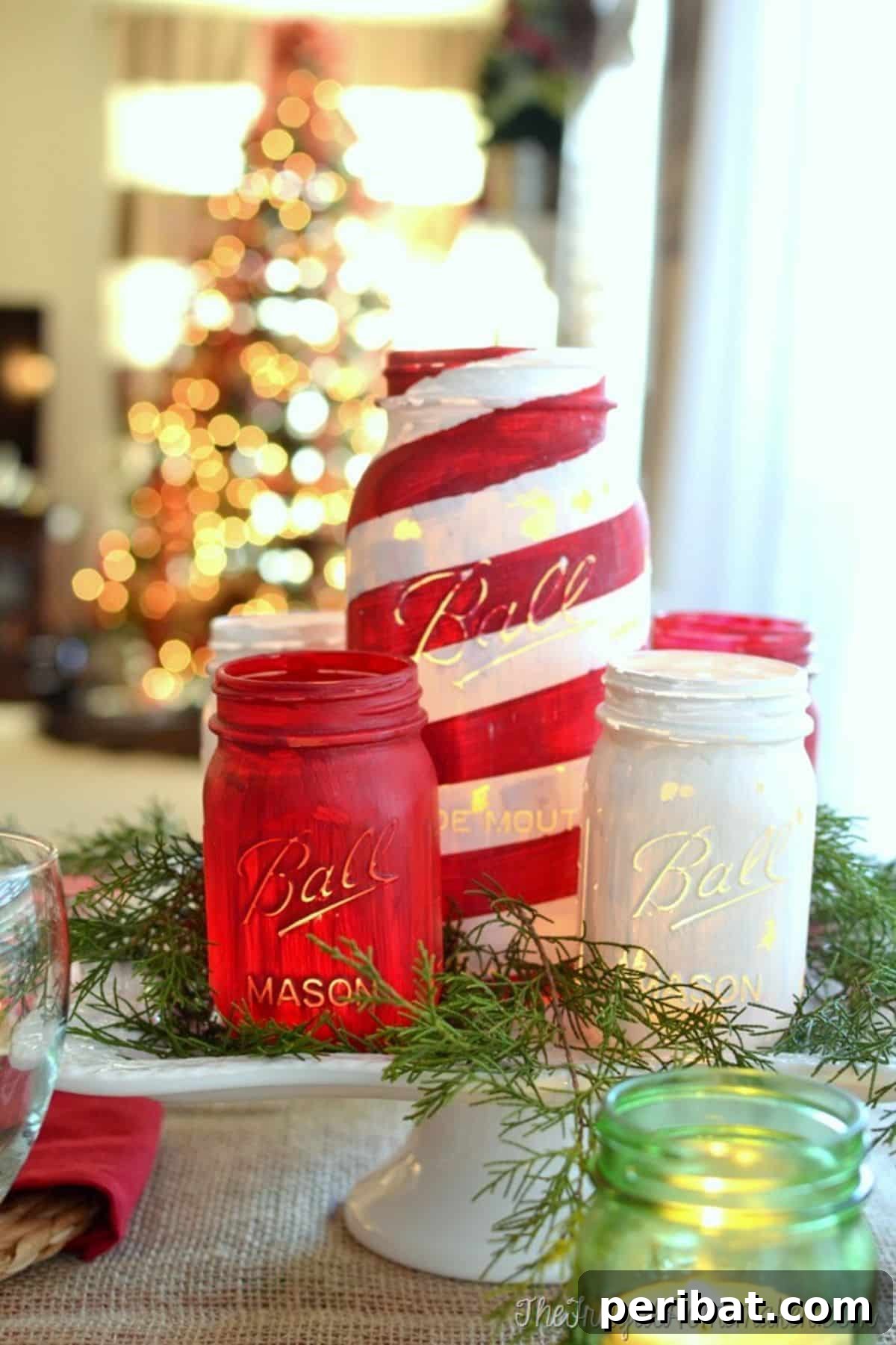 Chalky Painted Mason Jars and Christmas Tablescape