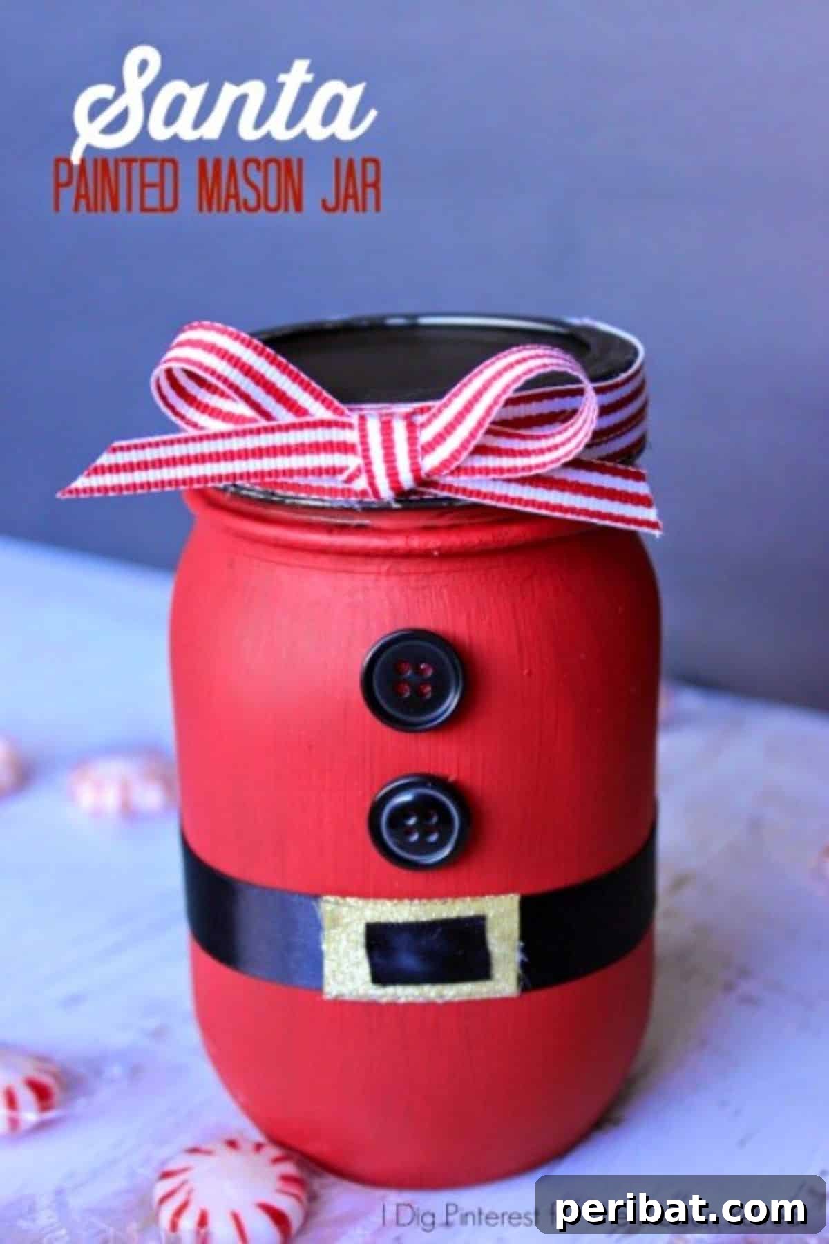 Santa Painted Mason Jar