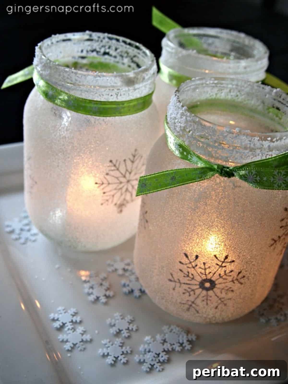 White Christmas Mason Jar Luminaries