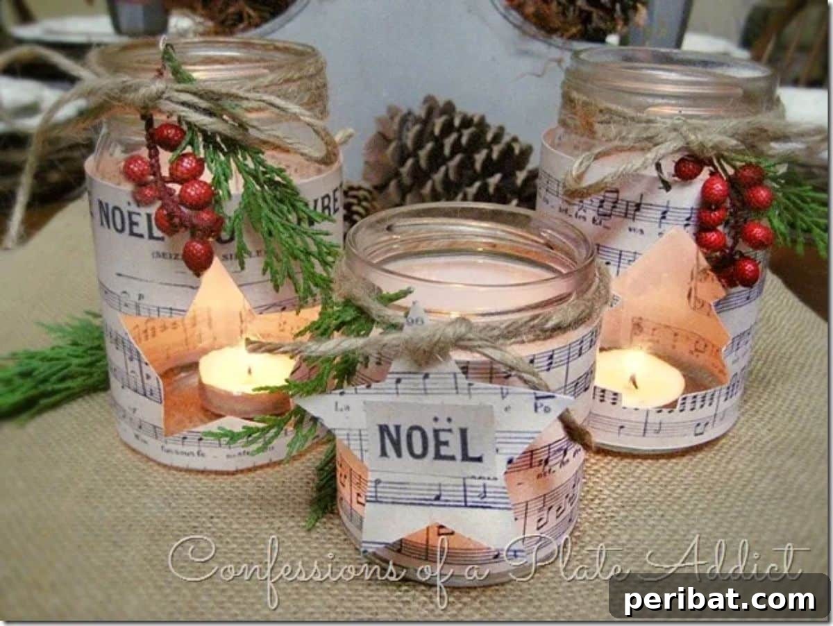 French Sheet Music Christmas Candles