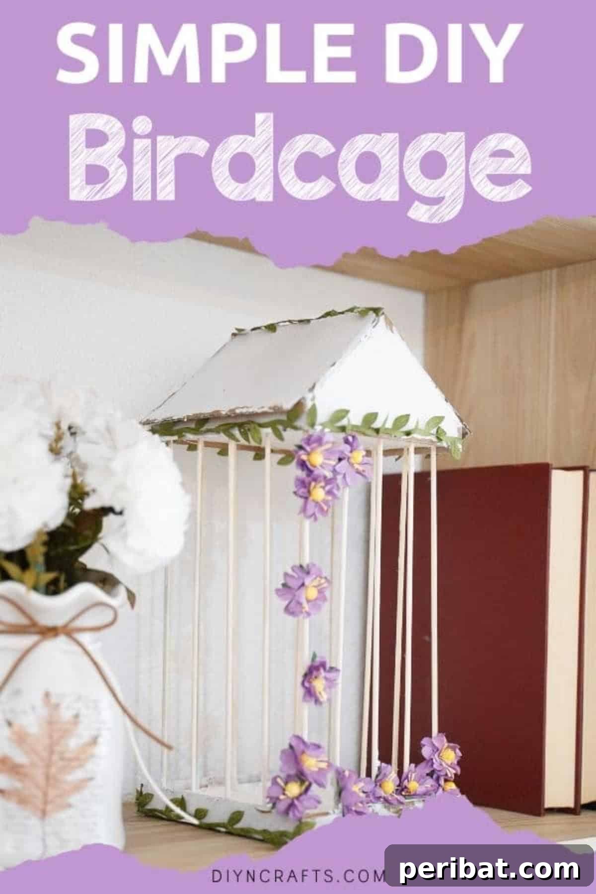 Crafting a Beautiful Floral Birdcage Display 2 DIY Birdcage on Bookshelf - A charming decorative birdcage with flowers, perfect for home decor.