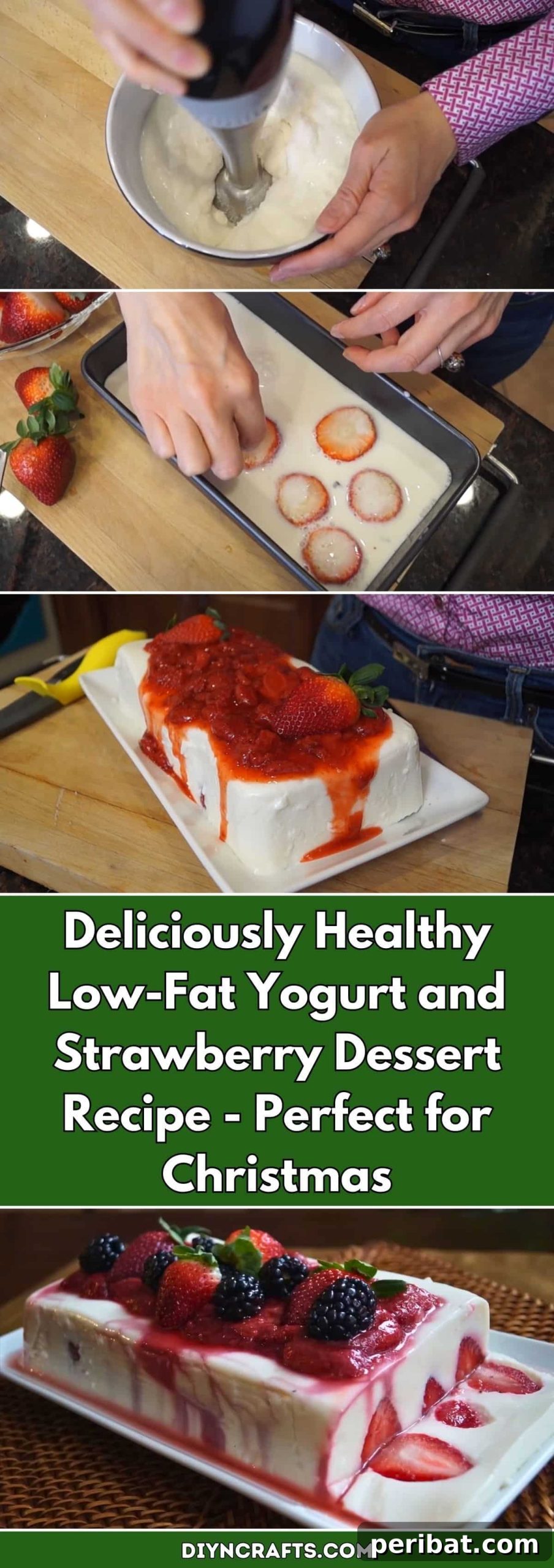 Wholesome Holiday Bliss: Low-Fat Strawberry Yogurt Dessert 2 Deliciously Healthy Low-Fat Yogurt and Strawberry Dessert Recipe - A Guilt-Free Christmas Treat with Ricotta and Fresh Berries