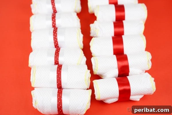 Stacks of decorated diapers