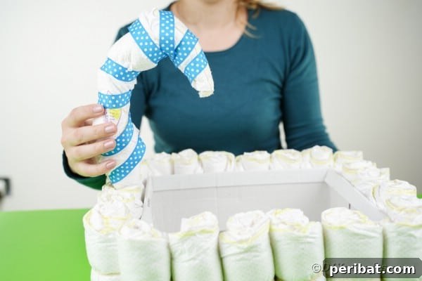 Charming Handmade Diaper Tub Shower Present 31 Attaching hook of diapers to box