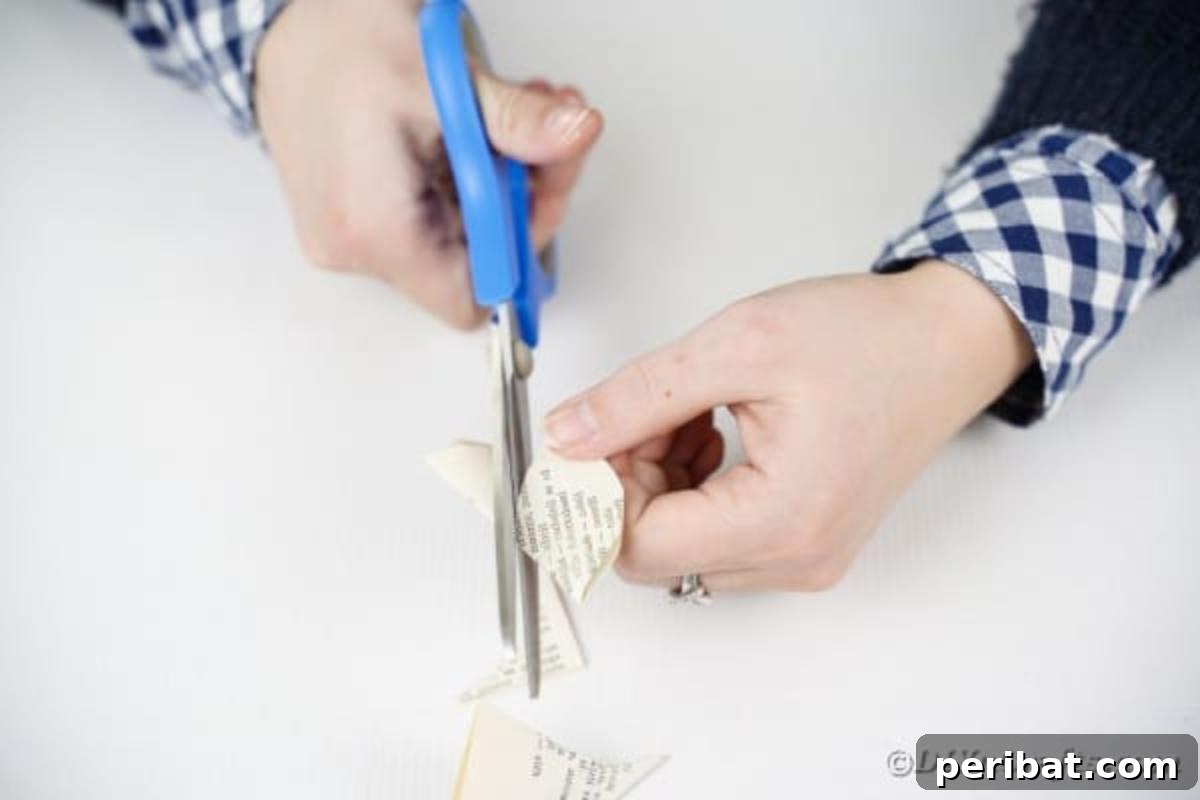 Cutting flower edge on paper