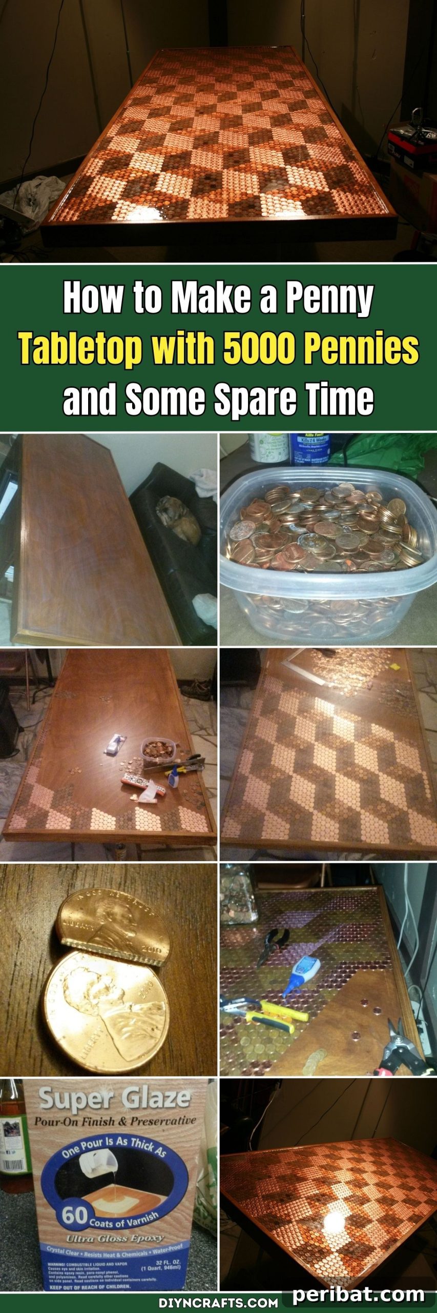 From Loose Change to Luxury: Crafting a 5000 Penny Tabletop 2 How to Make a Penny Tabletop with 5000 Pennies and Some Spare Time pinterest image