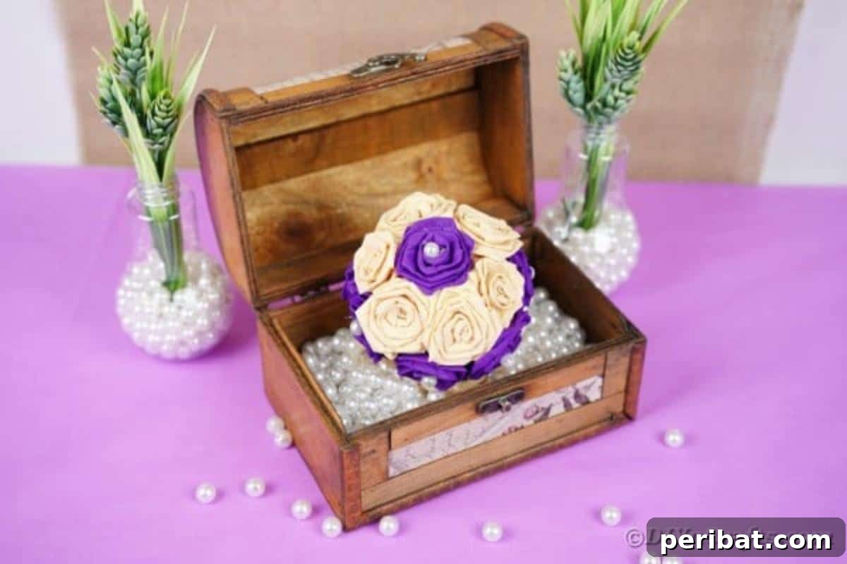 Crafting Elegant Tissue Paper Roses Step by Step 20 Tissue paper rose bal in box with beads