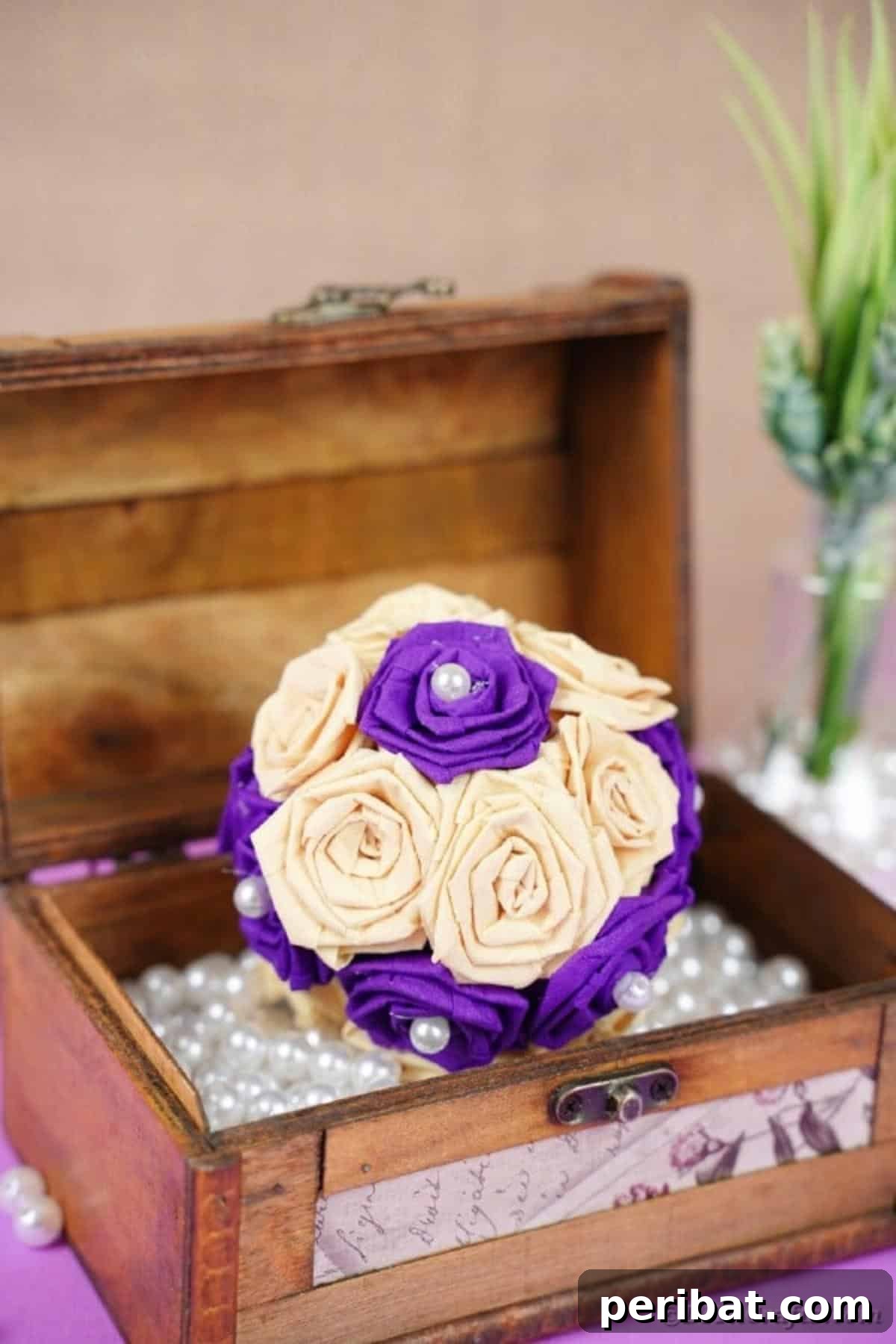 Crafting Elegant Tissue Paper Roses Step by Step 21 Tissue paper rose bal in box with beads