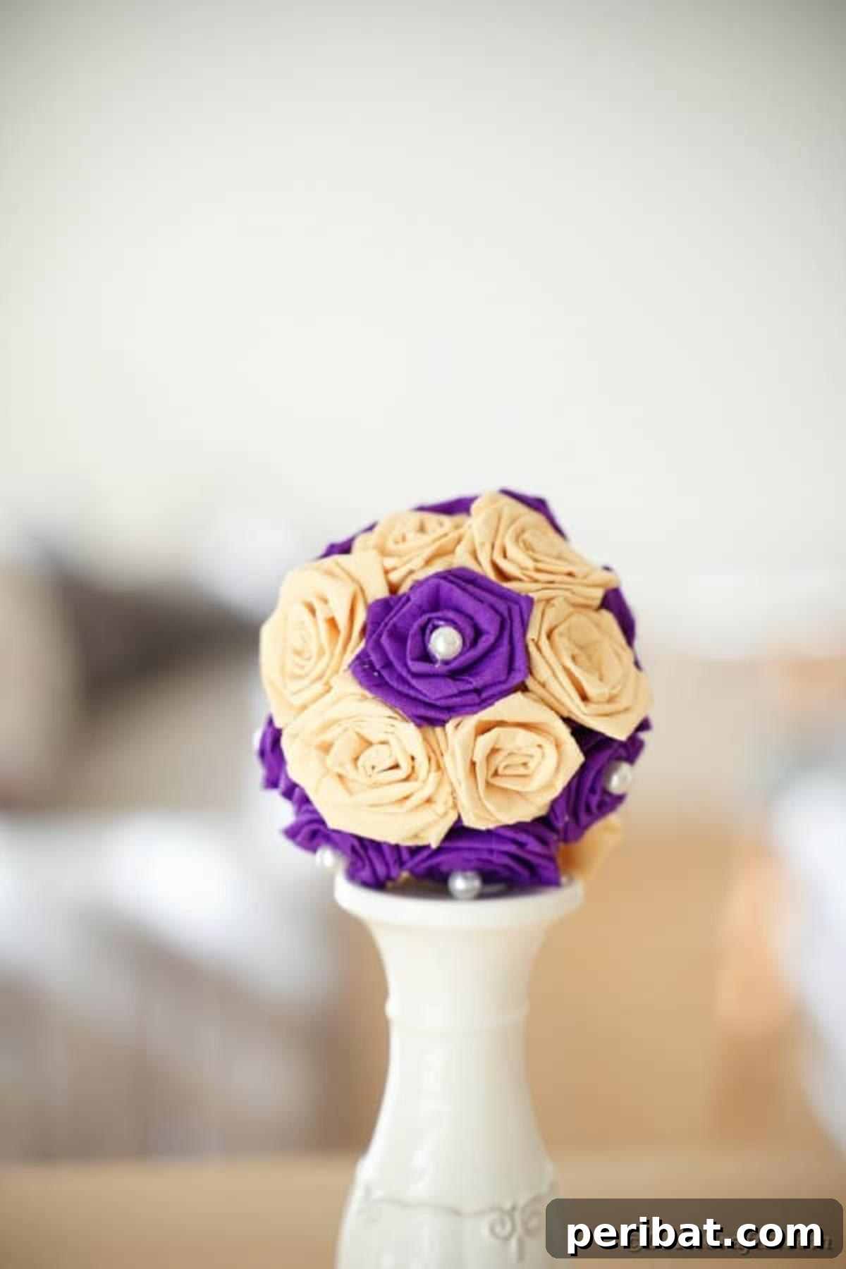 Crafting Elegant Tissue Paper Roses Step by Step 6 Tissue paper rose ball on candlestick