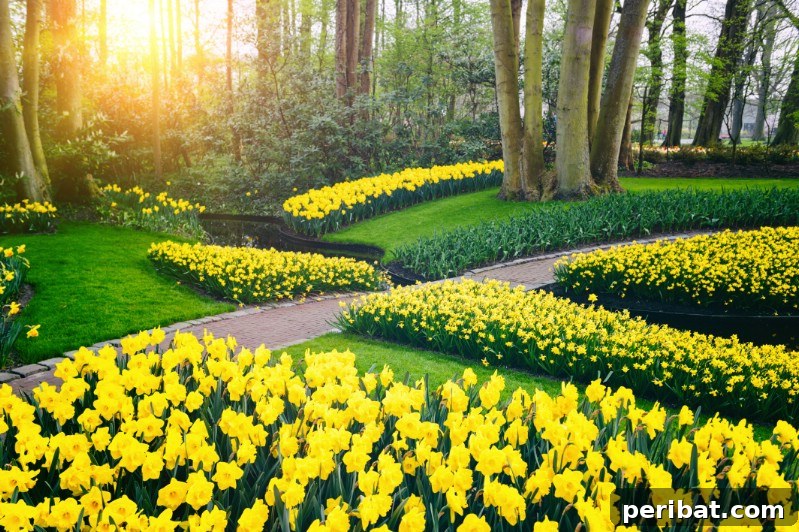 Yellow flowers in a park.