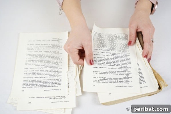 Tearing pages out of an old book