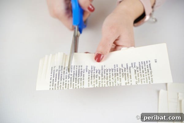 Cutting into book page