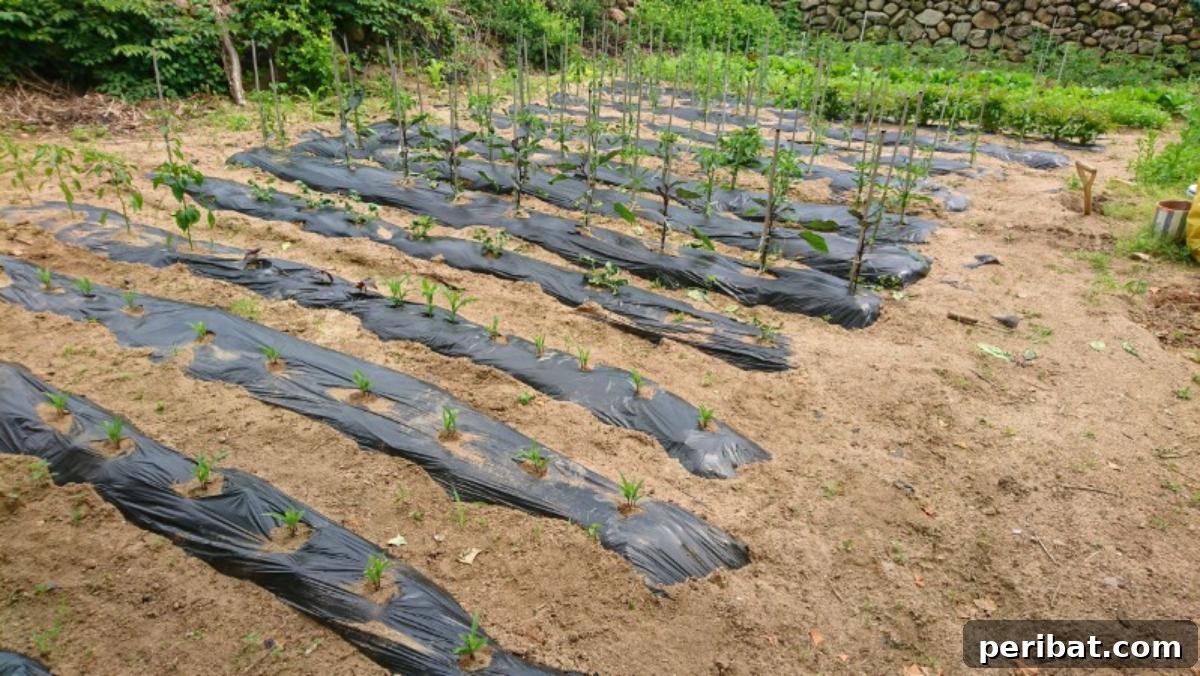 Plastic inorganic mulch.