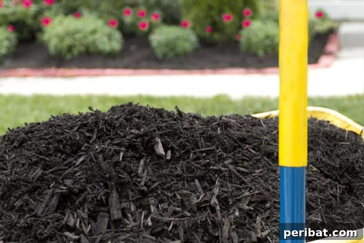 Laying organic mulch.