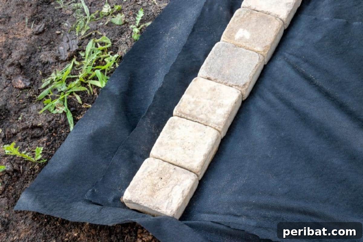 Using landscaping fabric under mulch.