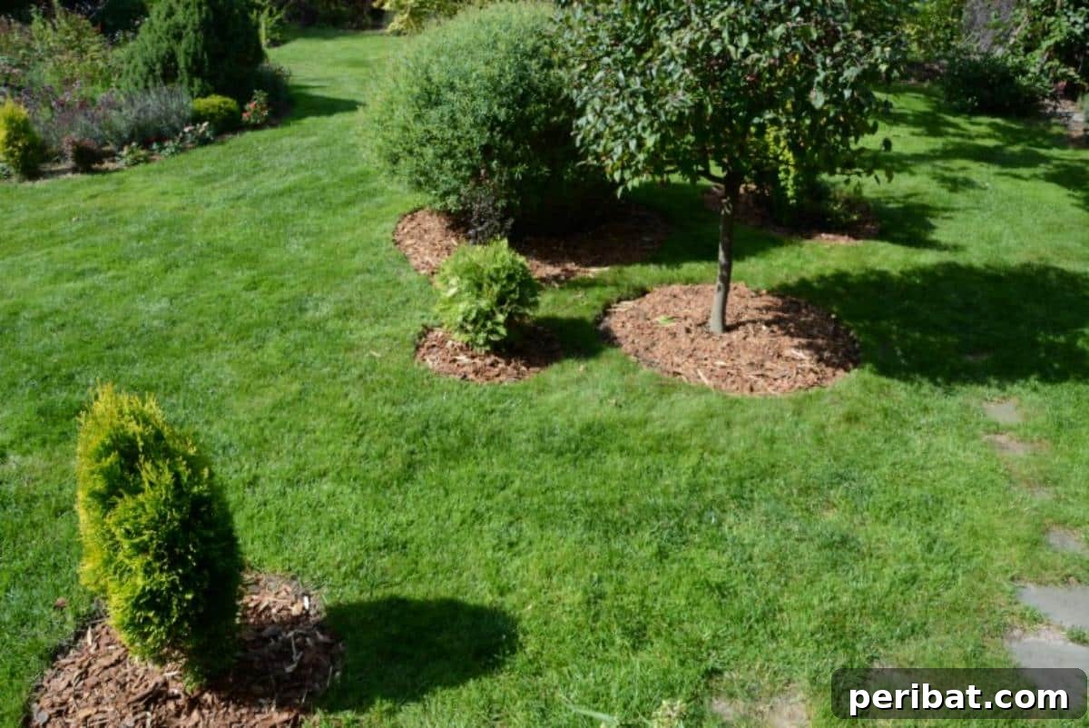 Beautiful example of mulching trees decoratively.