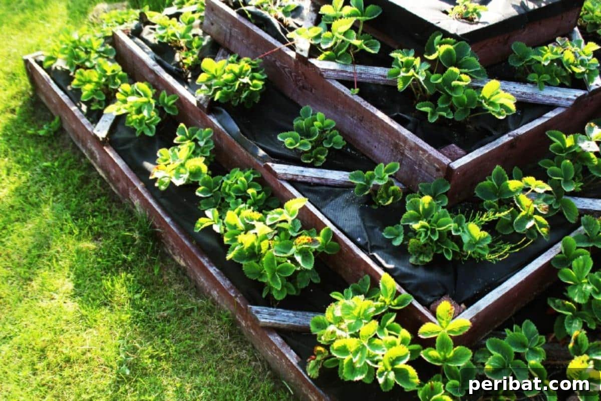 Achieve Perfect Strawberries: 27 Essential Gardening Tips 6 Strawberries planted in a raised bed with multiple levels.