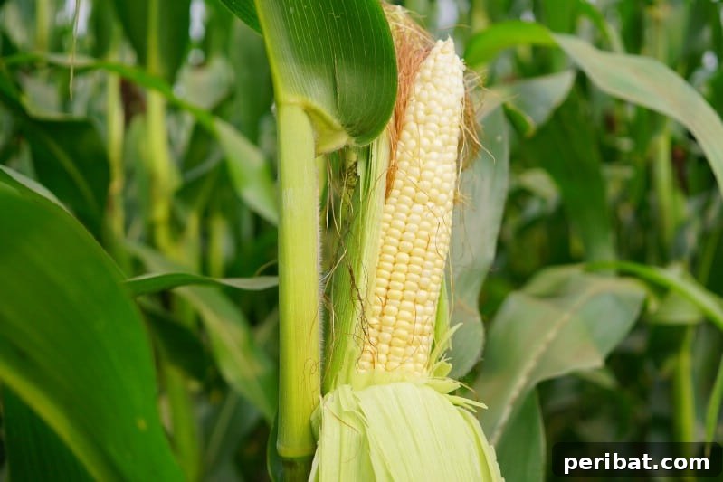 30 Easy-Care Fruits and Vegetables for Beginner Gardeners 29 Tall corn stalks growing in neat rows in a sunny field.
