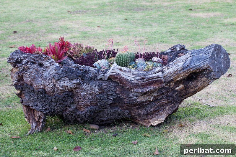 Natural Wood Planters: Craft Your Own Rustic Oasis 10 Weathered and Distressed Log Planter