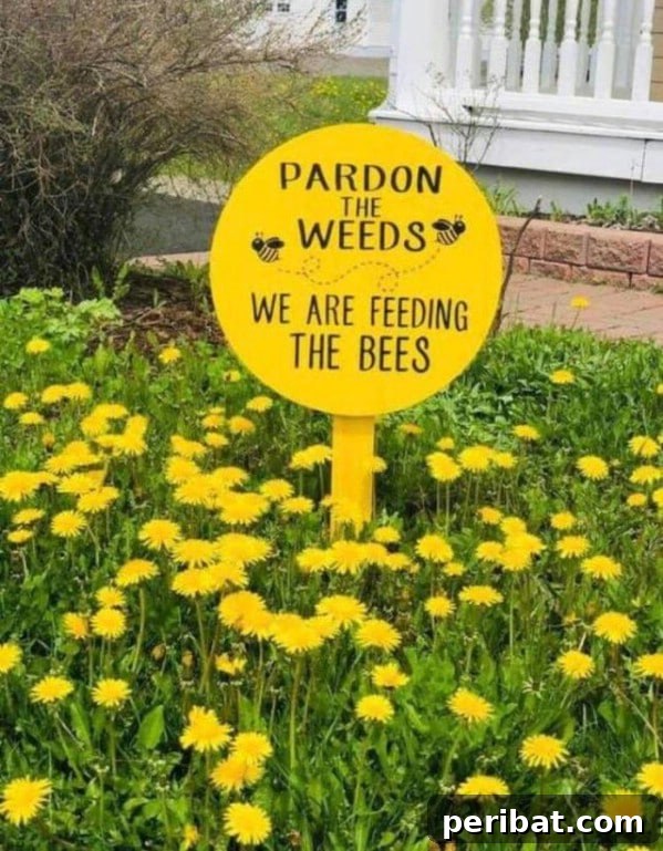 Yellow sign for bees - A sign encouraging the protection of bees in a garden