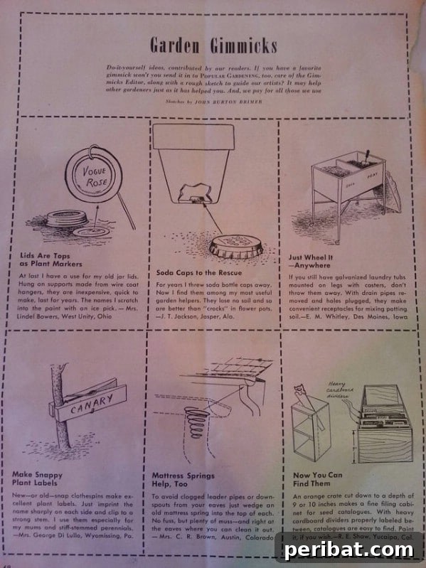 Garden hack magazine page - Vintage gardening tips from 1955