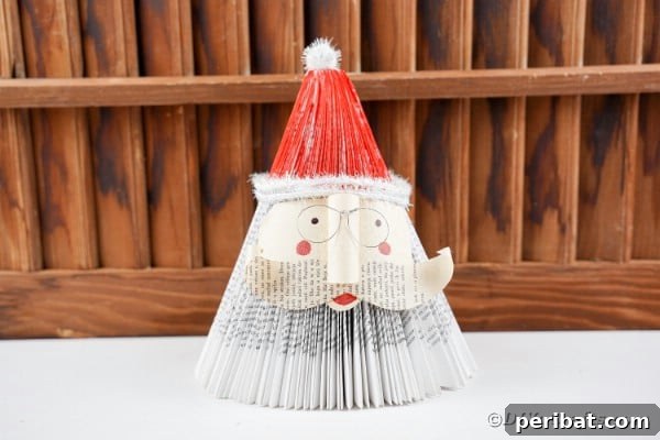 Rustic Paper Santa Claus Decor from Old Book Pages