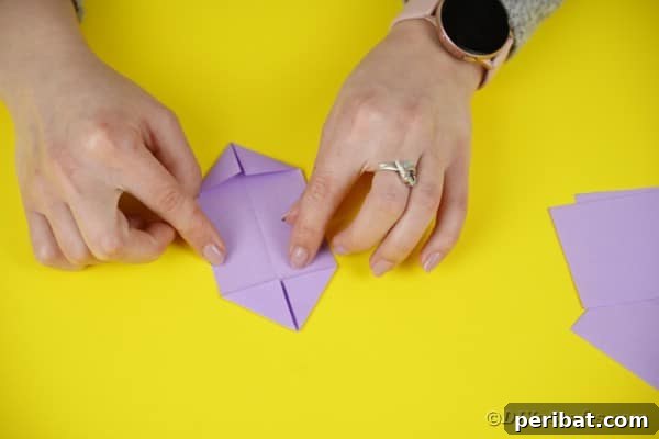 Folding purple paper