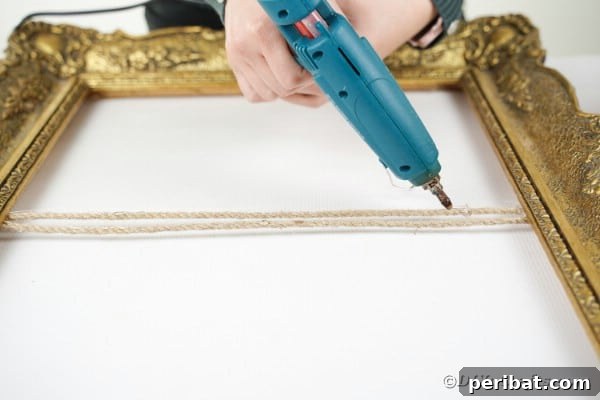 Adding twine to frame