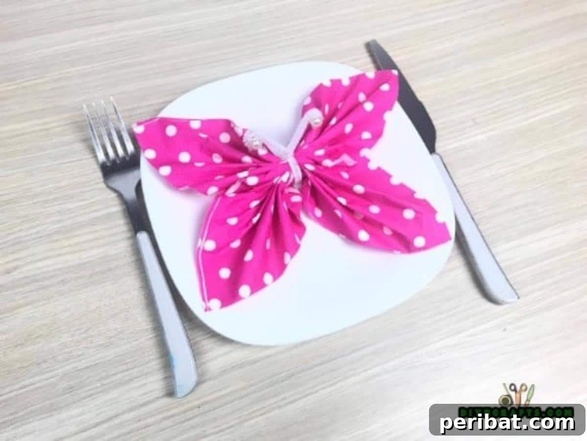 5 Instant Napkin Folds to Amaze Your Guests 15 Completed Butterfly Napkin with Pipe Cleaner Antennae